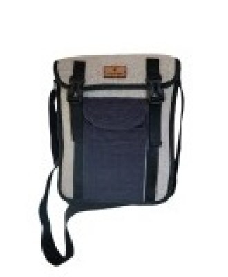 Sacoche explorateur toile 100 pour cent chanvre Marine et Naturel - Le Canebier en Provence_0x2006